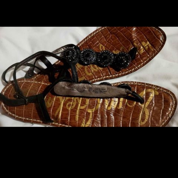 SAM EDELMAN CLASSY BLINGY MEDALLION RHINESTONE STRAPPY FLAT SANDALS DRESSY FANCY - Picture 4 of 10